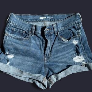 Old Navy Women's Blue Denim Boyfriend Short Mid Rise Size 4